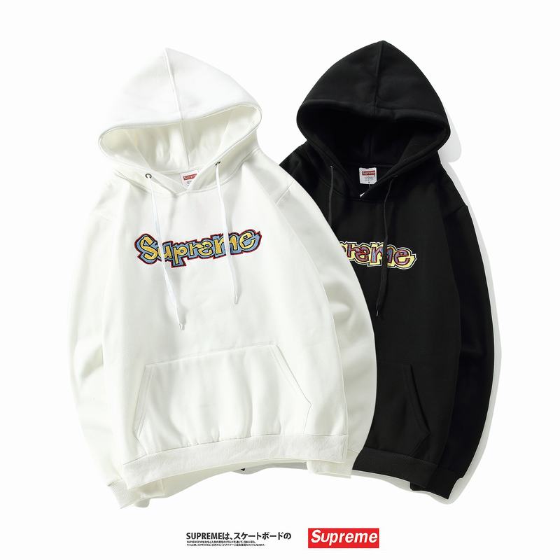 Supreme 18SS 2 colors white black hoodie Gonz embroidery Logo